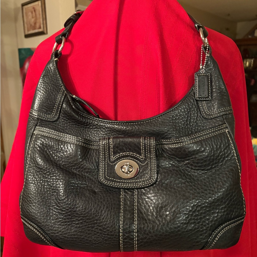 Coach Black HAMILTON Pebbled Leather Shoulder Bag F13956